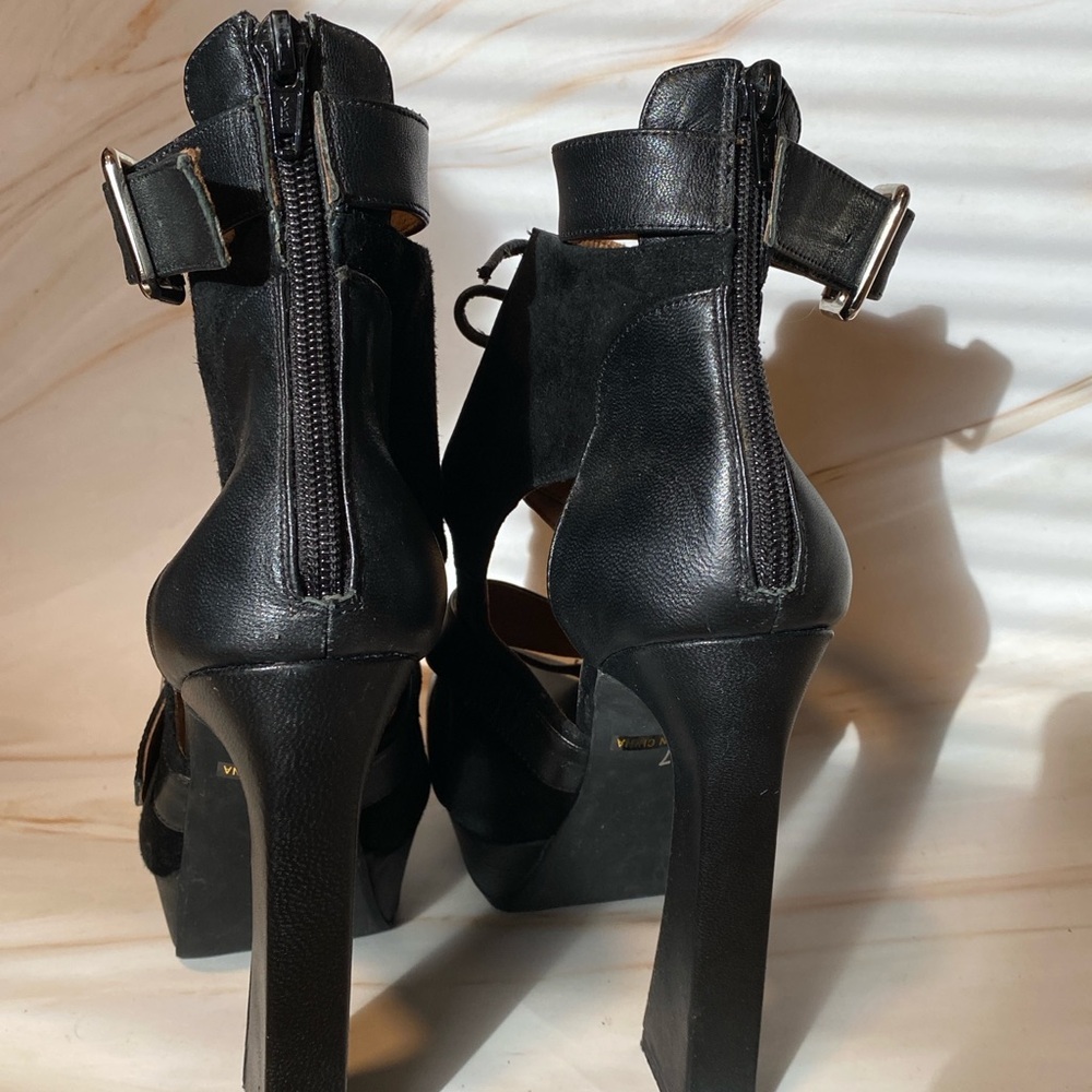 Jeffrey Campbell Black Lace Up Chunky Heels - Picture 5 of 6